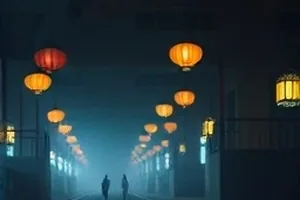 雨落第三站剧照：公交站台的积水倒映着路灯